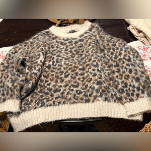 Leopard Print Sweater - Brown and Cream
